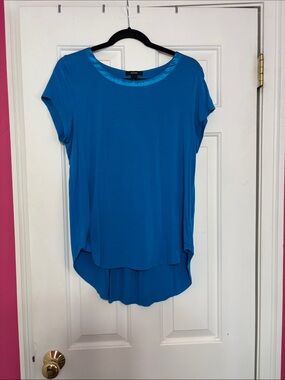 Alfani Teal-Blue High-Low Short Sleeve Tunic